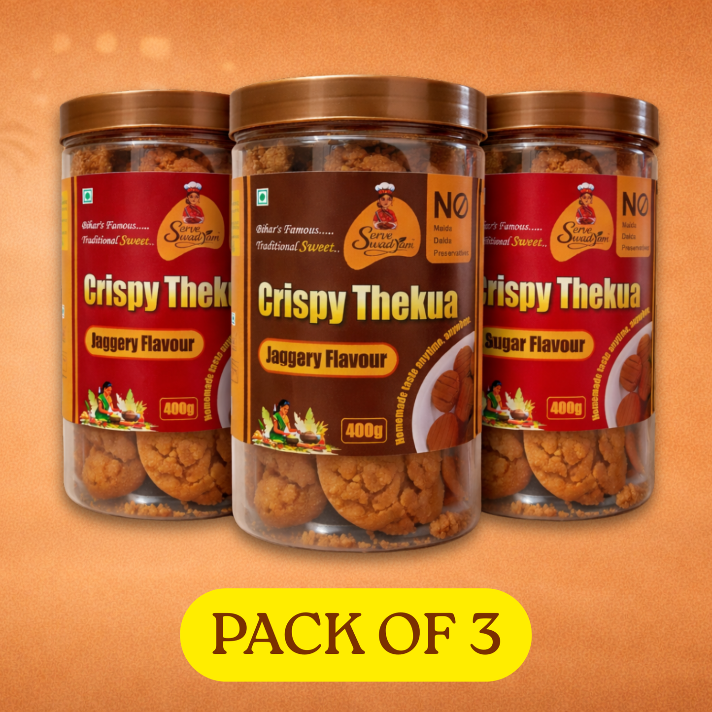 Gud & Chinni Thekua Combo – Pack of 3 (2 Chinni + 1 Gud)