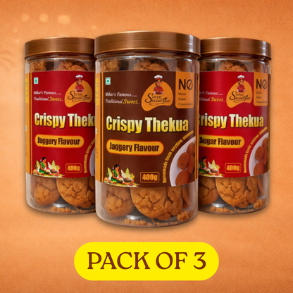 Gud & Chinni Thekua Combo – Pack of 3 (2 Chinni + 1 Gud)